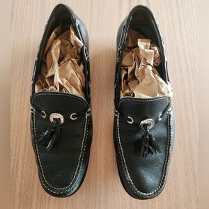 Cole Haan Black Leather Tassel Loafers 8